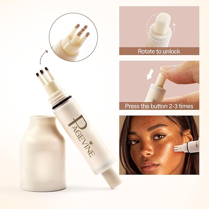 Freckle Stamp Pen, Natural Fake Freckle Makeup Pen,Waterproof Quick Dry Long Lasting Soft Faux Freckles, Lifelike Magic Stamp Marker for Sunkissed Makeup (Espresso)