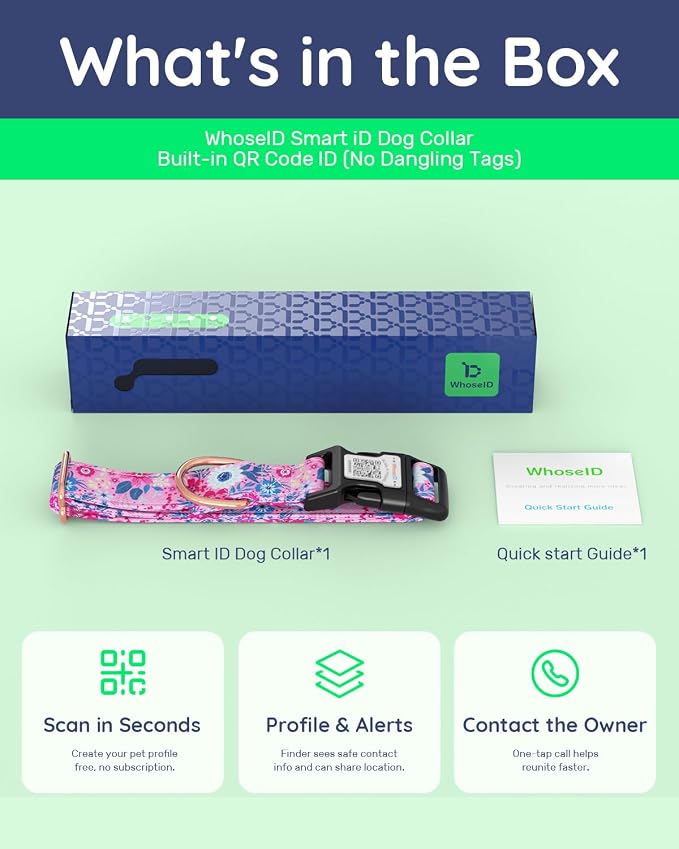 Dog Collar for Large Dogs with Smart QR Tags