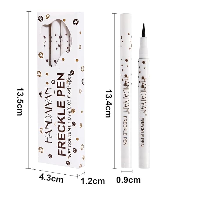4 PCS Freckle Pen,Natural Lifelike Faux Fake Freckles Makeup Pen,Waterproof Long Lasting Quick Dry (01 Light Brown+02 Natural Coffee+03 Chestnut+04 Dark Brown)