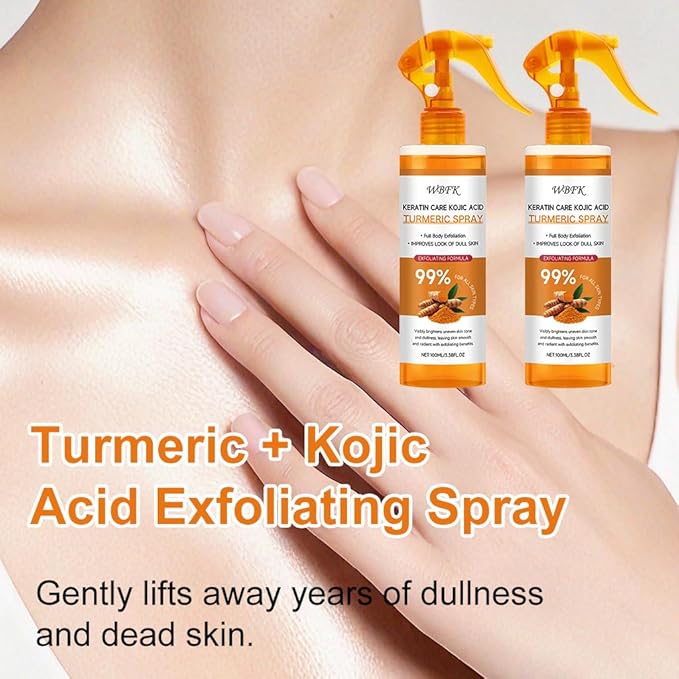 Turmeric Body Exfoliating Spray – 2 Pack Gentle Body Peel Mist to Help Remove Dead Skin and Improve Rough Texture, Suitable for All Skin Types (200ml)