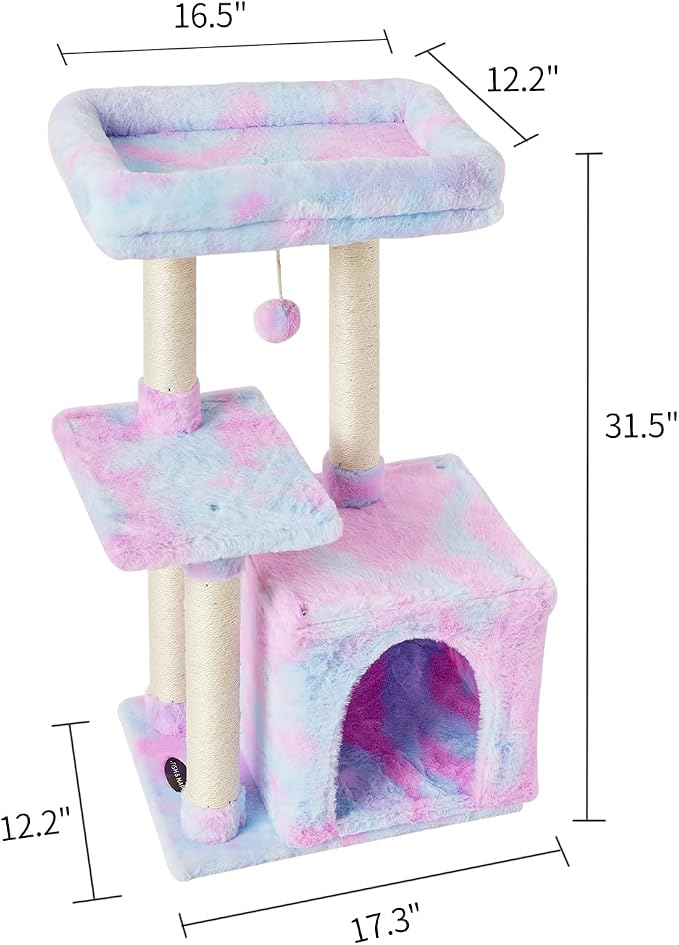 Cute Cat Tree Kitten Cat Tower Condo Cat Furniture Sisal Scratching Posts R | FISH&NAP For Indoor Jump Platform Activity Center Play House Rainbow