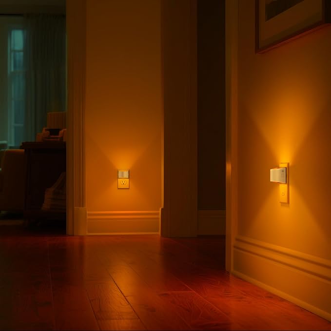 Night Light, Night Lights Plug into Wall, Adjustable, Amber | 3 Level Brightness Adjustable Night Light, Dusk to Dawn Sensor Nightlights for Adults, Bedroom, Bathroom, Hallway, 4 packs