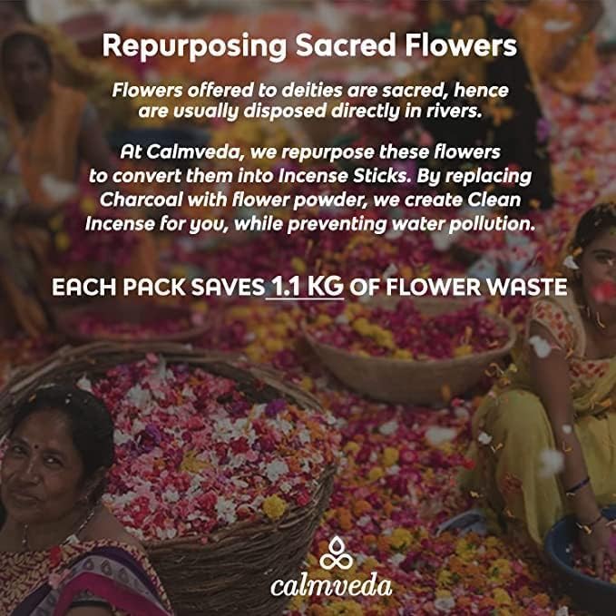 Fresh Rain Incense Sticks - (80 Scent Sticks) Charcoal Free, Made from Upcycled Flowers | Like Petrichor Aroma of Rain Soaked Earth | Relaxing Scents for Meditation Incense