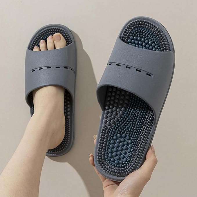 Acupressure Massage Slippers Acupressure Foot Massager Shoes Reflexology Sandals Gift for Men Women Reduce Feet Neuropathy Pain Relief and Tension (Dark Gray,US Women 9.5-10/ Men -8.5)