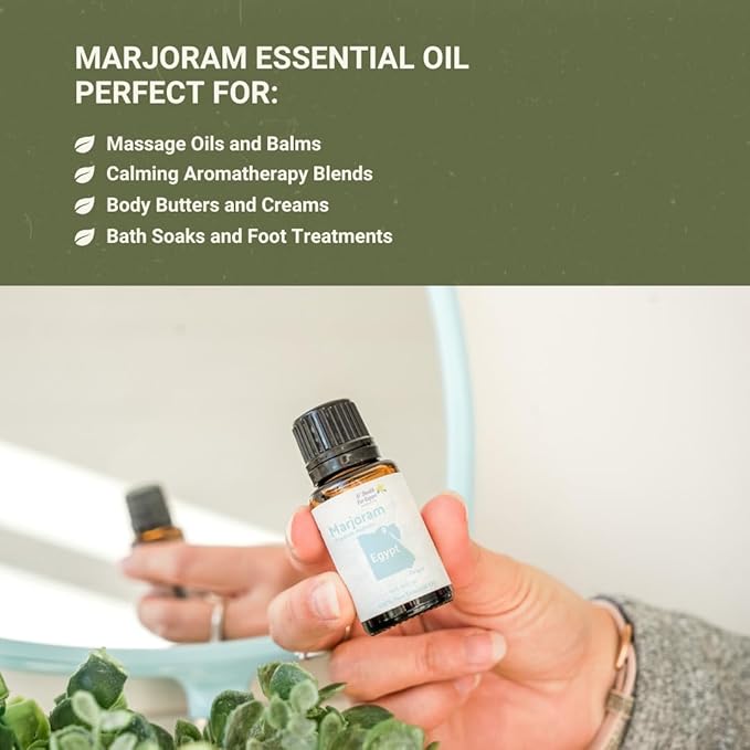 Marjoram Essential Oil - Direct from Al Sheikh for Export Egypt - Steam Distilled - Aceite de Mejorana for Aromatherapy, Massage, Diffuser, DIY Candle and Soap Making - 15ml