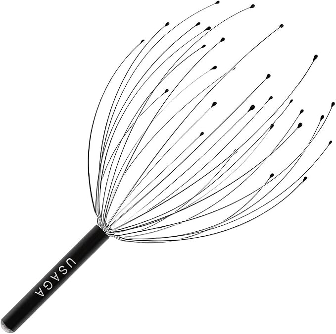 USAGA 28 Fingers Head Scratcher, Head Massager, Scalp Massager for Scalp Body Relaxing (Black)