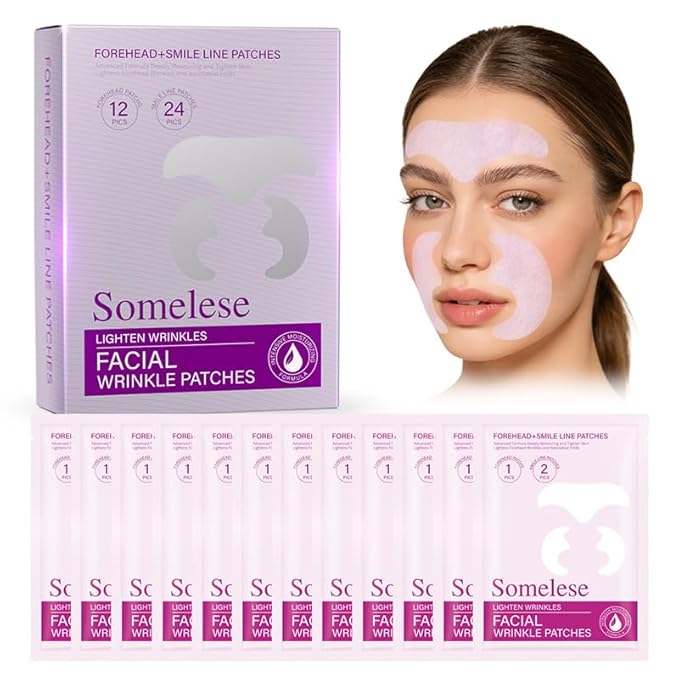 Forehead and Nasolabial Fold Wrinkle Removal Patches: Facial Wrinkle Patches to Smooth Nasolabial Folds - Overnight Lifting and Firming, 36 Patches per Pack