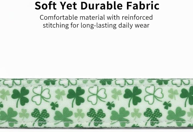 Green Dog Collar, Cute Spring Dog Collar with Green Clover Print for Large Dogs, Breathable Adjustable Large Collars for Male Female Dogs, L
