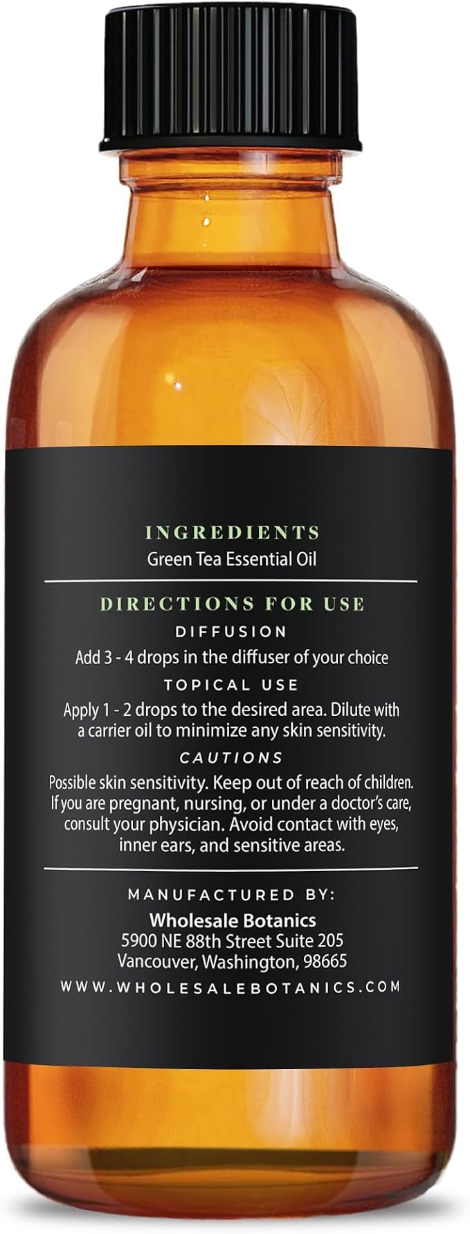 Green Tea Essential Oil by Wholesale Botanics | Premium Grade 100% Undiluted Essential Oil | for Aromatherapy, Soaps, Lotions, & Candles | Vegan & Cruelty Free (2 Fl Oz)
