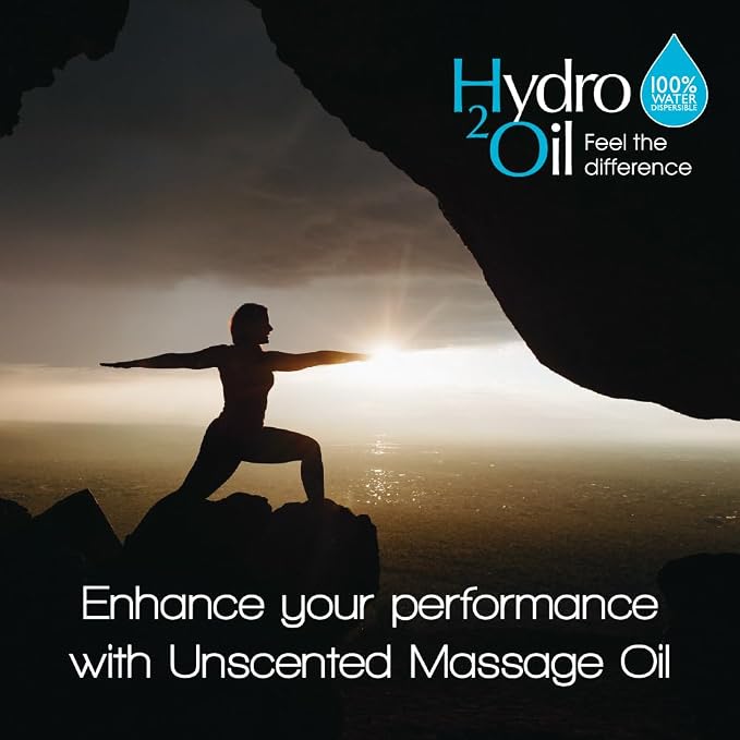 Hydro 2 Oil Unscented Massage Oil 8.4 fl oz - Water Dispersible Formula with Jojoba and Grapeseed Oil Enriched with Vitamin E