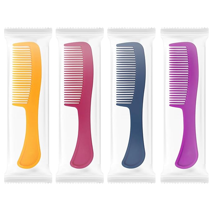 Combs Bulk Individually Wrapped Pocket Travel Hair Combs for Women, Men and Kids, Bulk Comb for Homeless Hotel Shelter Home Charity(purple, raspberry, yellow, blue, Pack of 250)
