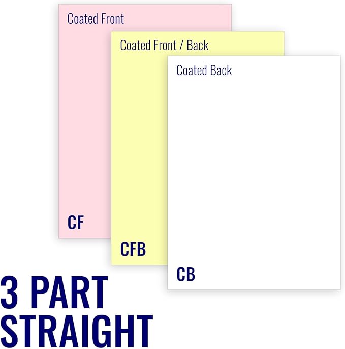 8.5 x 11 Superior Carbonless Paper, 3 Part Straight/Forward (Bright White/Canary/Pink), 833 Sets, 2500 Sheets, 5 Reams
