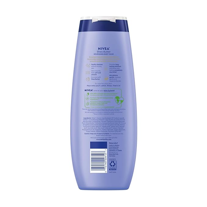 NIVEA Nourishing Body Wash Set with Botanical Blossom, Nourishing Care and Shea Butter Body Washes, Skin Care Set for Women with Provitamin B5 and Vitamin E, 20 Fl Oz Bottle, Pack of 3