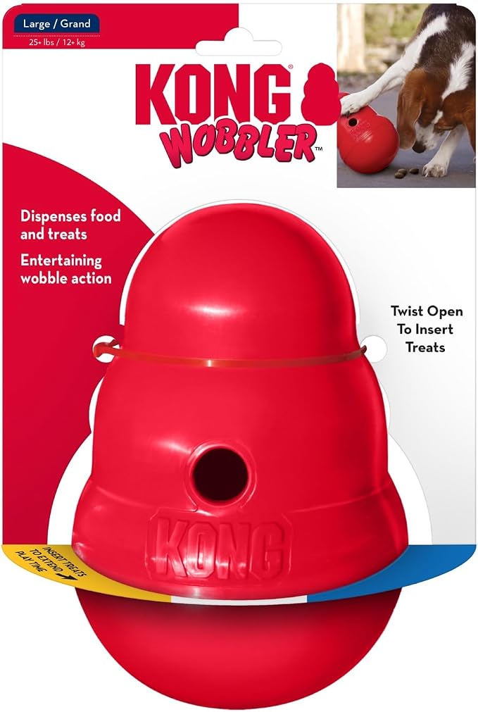 KONG Wobbler, Interactive Treat-Dispensing Dog Toy, for Medium/Large Dogs | Interactive Treat-Dispensing Toy & Slow Feeder That Supports Healthy Eating & Keeps Dogs Mentally Busy