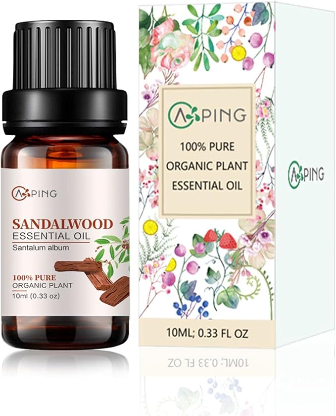 Sandalwood Essential Oil - 100% Pure Organic Natural Plant (Santalum Album) Sandalwood Oil for Diffuser, Aroma, Skin, Meditation, Massage - 0.33oz