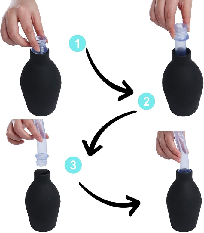 Abyclean Anal Douche Enema Bulb Vaginal Douche Enema Cleaner for Women’s or Man’s Health (500ml Black and Transparent)
