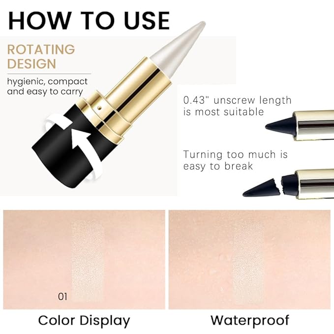 Kaely Silver Gel Eyeliner Pencil,Waterproof Smudge Proof Eye Liner Pen,Cat Eye Goth Halloween Makeup,Eye Black Face Paint Lipstick Crayon,Color Colorful Eyeliner Eyeshadow Stick,01