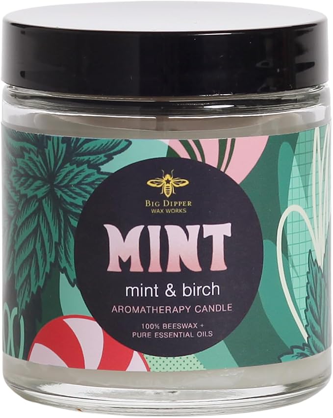 Big Dipper Wax Works Holiday Apothecary Glass Candle Set – Mint, Pine & Spice Scents – 100% Pure Beeswax Aromatherapy 3-Pack (Peppermint Birch, Spruce Fir, Cinnamon Orange Clove, 3.2 oz Each)