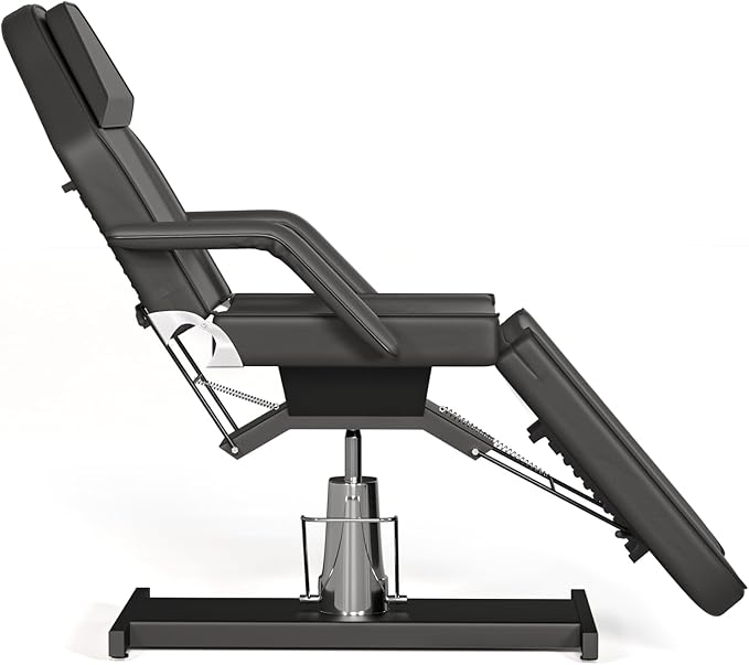 Hydraulic Tattoo Chair Bed for Client Spa Bed with Stool Height Adjustable Facial Beds for Esthetician Chair Aesthetic Treatment Table (Black Hydraulic Tattoo Chair)