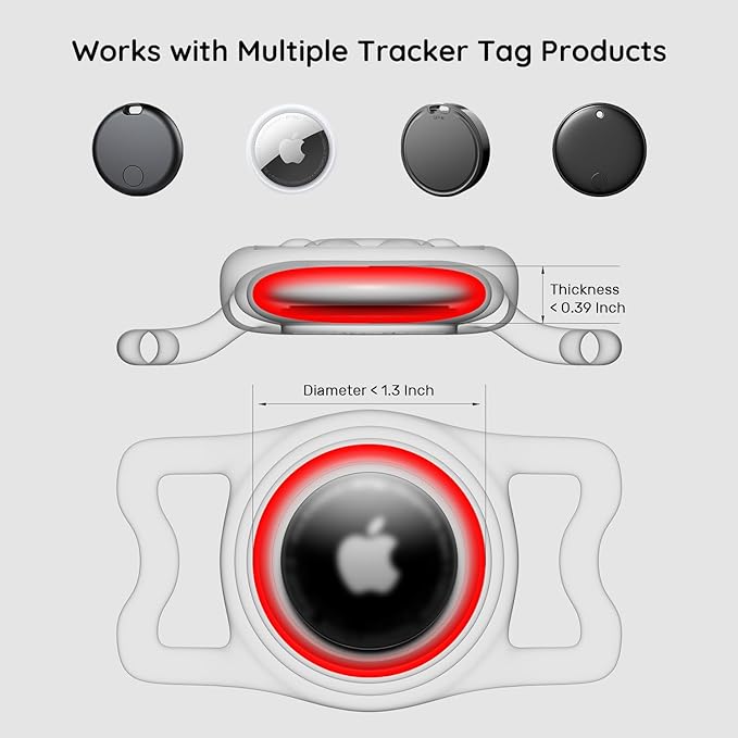 Waterproof Airtag Dog Collar Holder for Apple Air Tag, Silicone Dog Airtag Holder for Dogs & Cat Collars(Black)