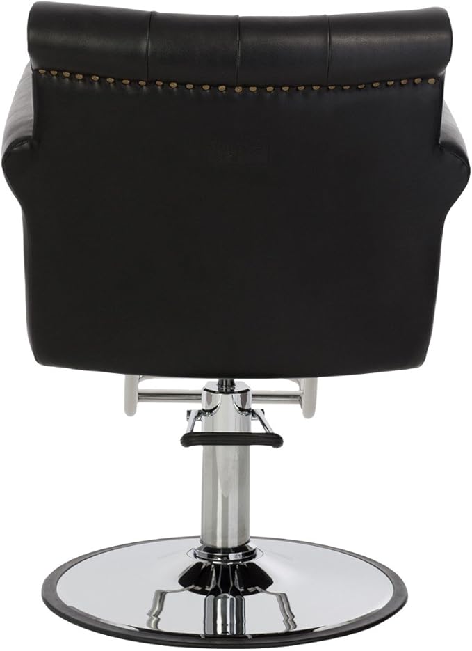 Buy-Rite Chelsea Styling Chair - Black Tufted Salon Chair with Nailhead Trim, 3.5" Removable Cushion, Hydraulic Pump & Padded Arms for Professional Stylists, NIN-9902-BLK