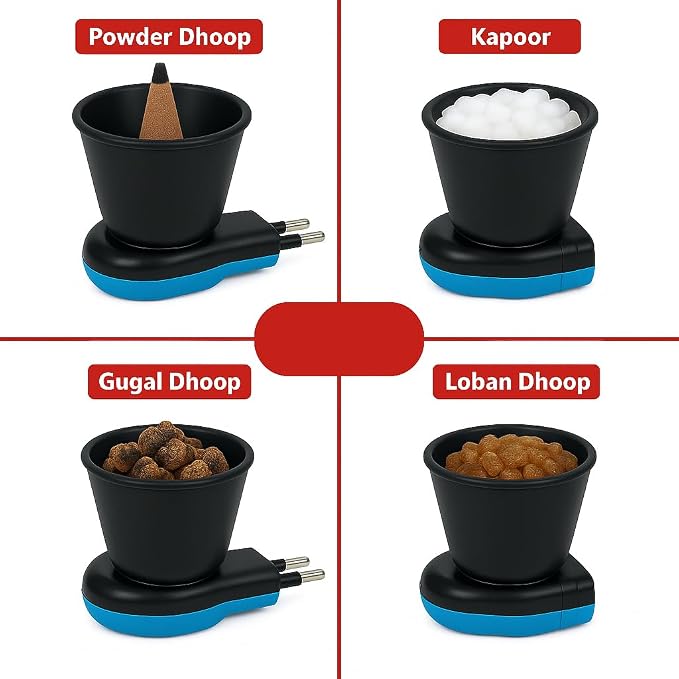 Electric Wooden Camphor Burner & Essential Oil Diffuser | Kapoor Dani for Pooja, Havan, Meditation | Fragrance Diffuser & Kappor Stand for Home & Office Use (Black)