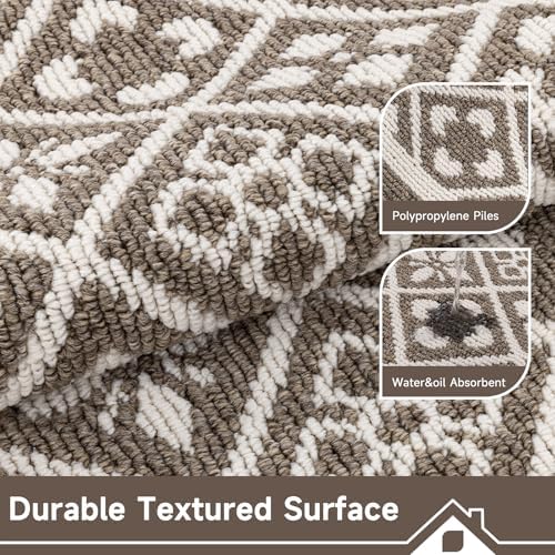 Ileading Hallway Runner Rug 2x10 ft,Washable Indoor Brown Entryway Carpet with Non Slip Rubber Backing,Low Pile Heavy Duty Kitchen Floor Mat for Entrance & High Traffic Areas