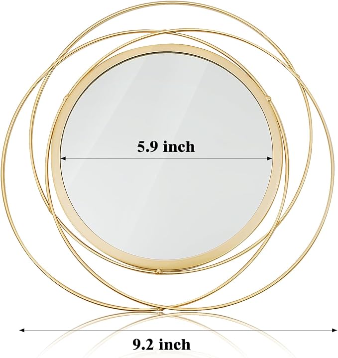 3 Set Round Mirrors for Wall Decor Living Room Bedroom Bathroom Dining Room Metal Circle Mirror Set Boho Decorative Sunburst Wall Art Accent Entryway - Gold 9.5 in