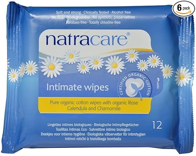 NATRACARE Wipes,Intimate,Cotton, 12 CT (Pack of 6)