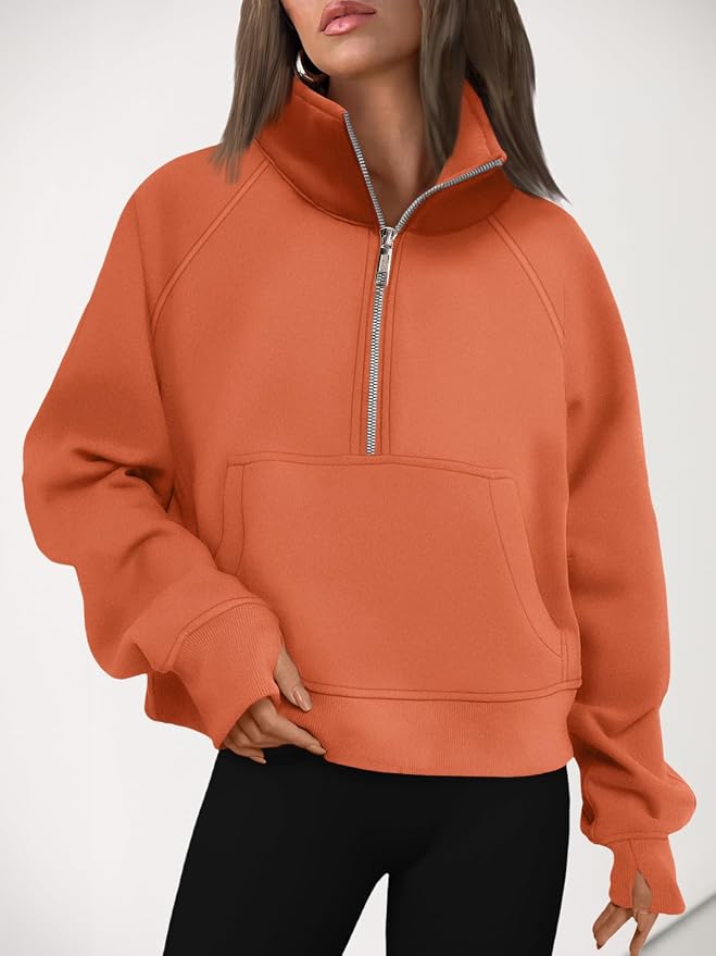 AUTOMET Womens Sweatshirts Half Zip Fleece Pullover Fall Outfits | Fall Fashion Clothes 2026,Cropped Sweatshirts,Cute Y2k Tops,Quarter Zipper Sweater,Winter Loungwear Outfits