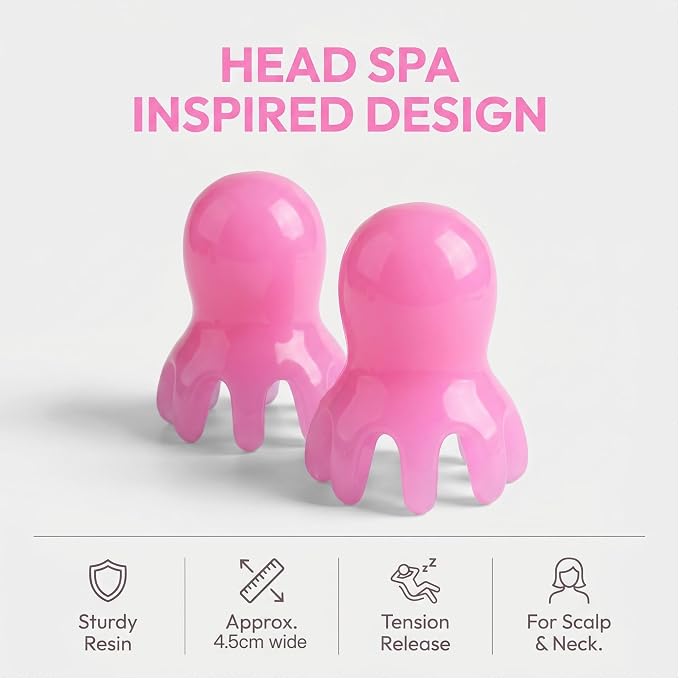 NIIIYTYB 2Pcs Head Massage Tools Scalp Massager and Scraper for Deep Relaxation Acupressure Massager Japanese Spa Hair Care Tool for Home Office Travel Rose Pink