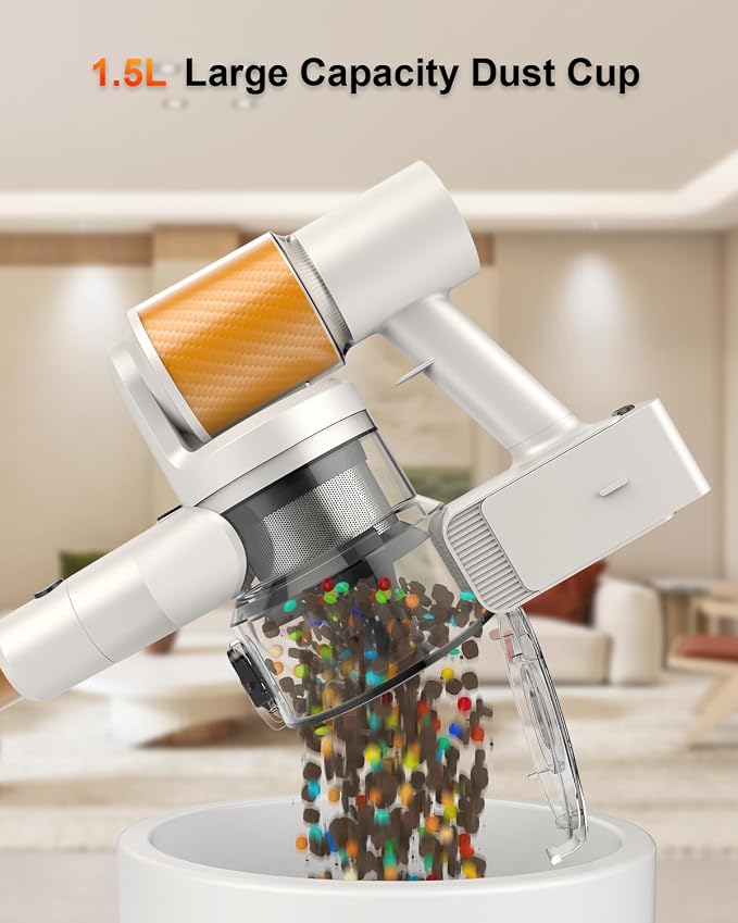 Cordless Stick Vacuum Cleaner, 2 Batteries 110 Mins for Home, Pet Hair | 600W 50KPA Powerful, Self-Standing, Tangle-Free Brush, LED Display, Vacuum Cleaner for Hardwood Floor, Carpet