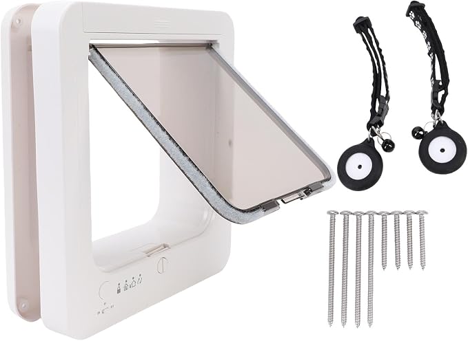 ciciglow Automatic Cat Door, Smart Pet Door Collar Activated Cat Flap with Advanced Sensing Technology for Indoor Outdoor Use Size 10.24x11.61in