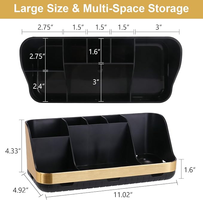 GFWARE Gold Toothbrush Holders for Bathrooms Countertop Organizer - Detachable 7 Slots Electric Toothbrush and Toothpaste Holder, Kids Organization and Storage, Restroom Accessories Vanity Stuff