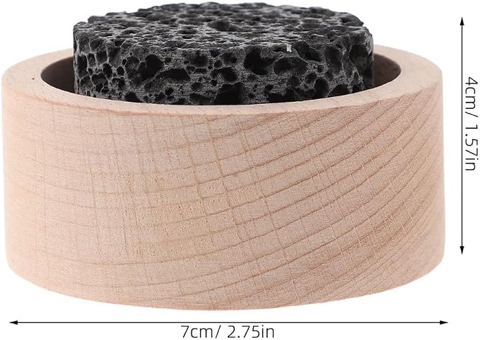 Baluue Passive Essential Oil Diffuser Lava Rock with Wood Base Small Personal Aromatherapy Stone for Essential Oils Desk Office Nightstand Car and Sauna