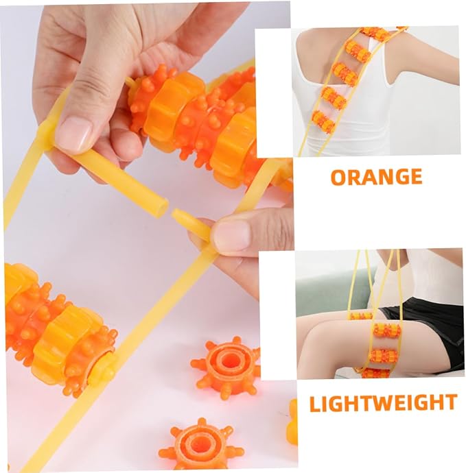 FOMIYES Manual Back Massager Roller Belt with 36 Wheels Hand-Operated Muscle and Spine Massage Tool for Neck Back Leg Full Body Portable Home Office Use