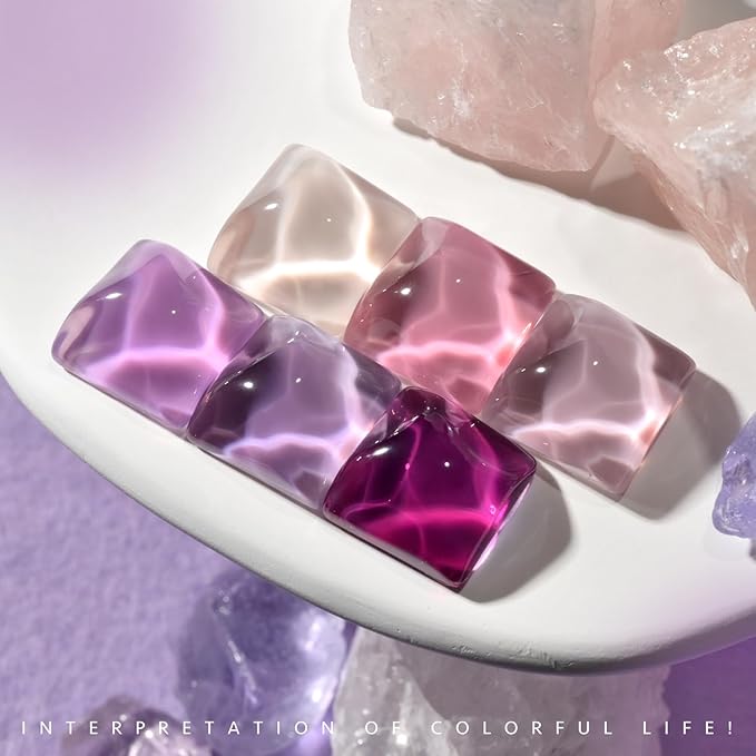 GAOY Jelly Purple Gel Nail Polish Set, 6 Transparent White Pink Colors, UV Light Cure Gel Polish for Salon and Nail Art DIY at Home