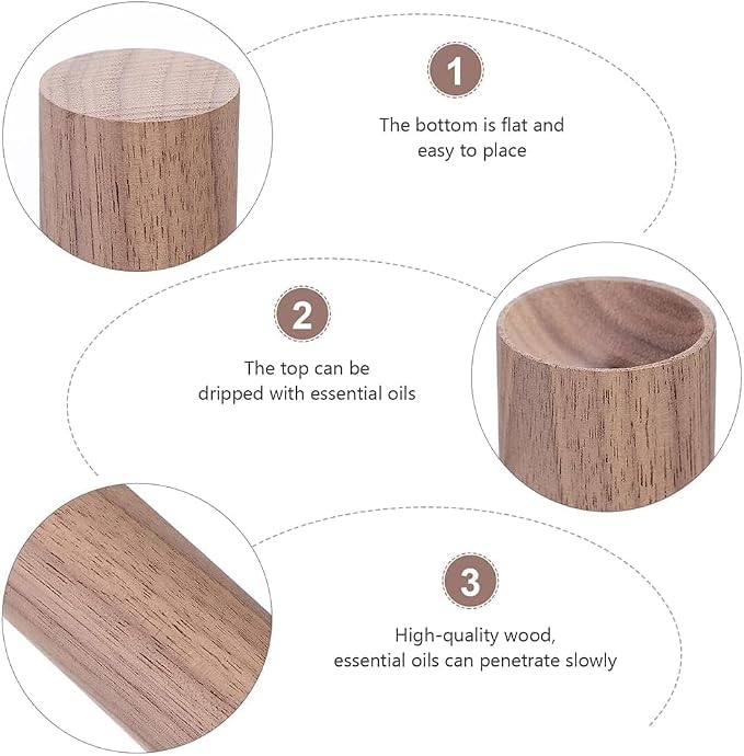 Brown Walnut Small Wood Essential Oil Diffuser,Wooden Aromatherapy Round Office Home Car Diffuser for Essential Oils Aromatherapy Diffusers Health and Household,Interior Accessories