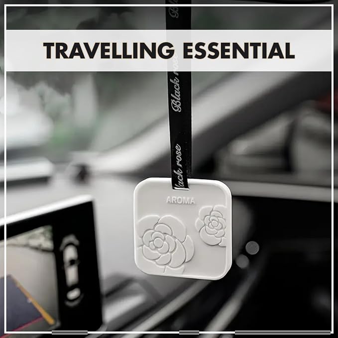 Diatomite Camelia Aroma 5 ML, Non-Electric Ceramic Diffusers and Aromatherapy Fragrance, White Ceramic Diffusers in Car or Desk Office Decor and Small Bathroom at Home (Light Grey)