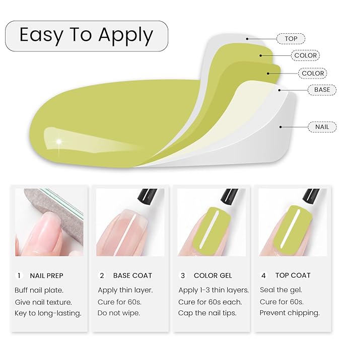 MAYCHAO 15ML Kiwi Green Gel Nail Polish 1Pc Fresh Greenery Gel Polish Soak Off UV LED Nail Polish Nail Art Starter Manicure Salon DIY at Home, 0.5 OZ
