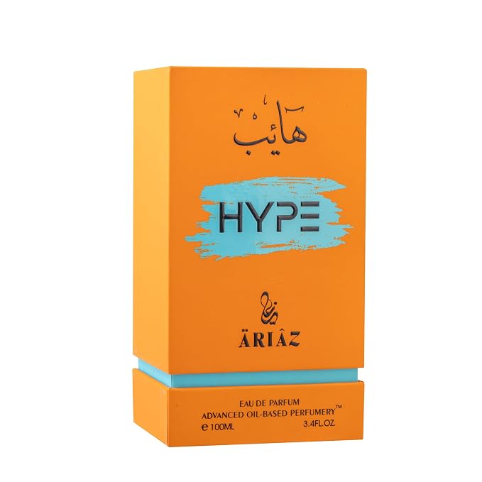 ARIAZ Hype Men’s Eau De Parfum 3.4 Oz - Fresh Citrus Aromatic Cologne with Orange, Bergamot, Mandarin, Ginger, Ambergris & Woody Notes - Clean Daytime Fragrance for Spring & Summer