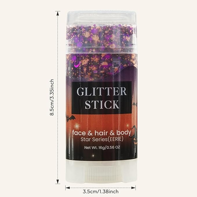 Black Orang and Purple Halloween Body & Face Glitter Stick,【Waterproof】【Long-Lasting】【Sparkling】 for Singer Concert Outfits, Festival Rave Mermaid Accessories Chunky Glitter Makeup for Women (08#)