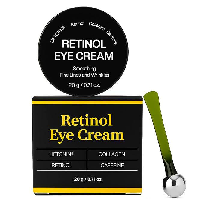 Men Retinol Under Eye Cream Anti Aging Eye Cream with Caffeine, Hyaluronic Acid, Peptides - for Dark Circles, Puffiness & Fine Lines, Firming & Brightening Under Eye - 20ml