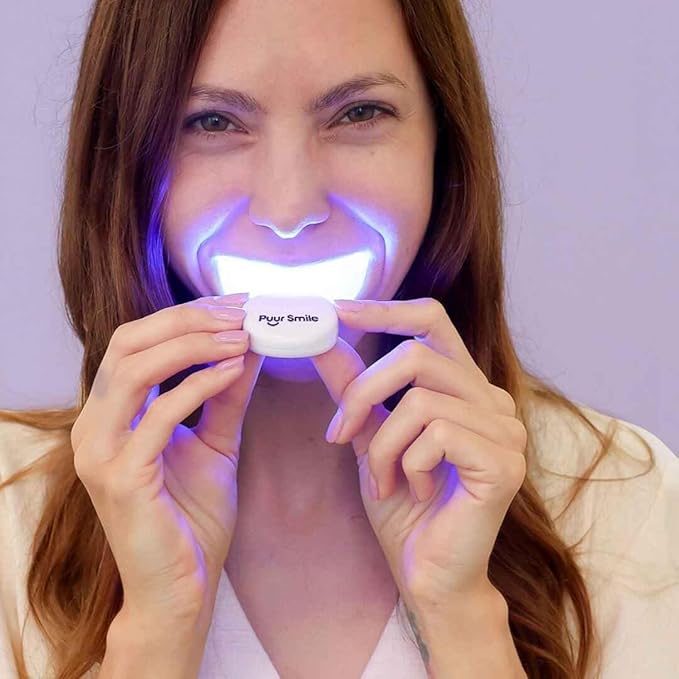 Puur Smile Teeth Whitening Kit – LED Light & Whitening Gel with Remineralization Syringes – Professional-Grade Whitening for Sensitive Teeth – Removes Stains from Coffee, Wine, & Smoking