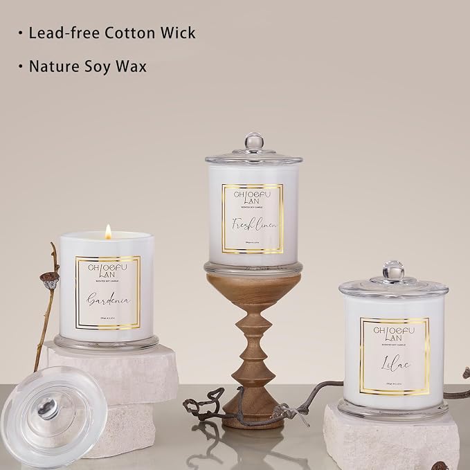 Warm Amber Candle, Scented Candles Gifts for Women & Men, Amber Oil, Cotton Wick, Natural Soy Wax for Clean Burning, Luxury Home Decor, Non-Toxic, Glass Jar Candle, 70 Hour Burn, 10 oz