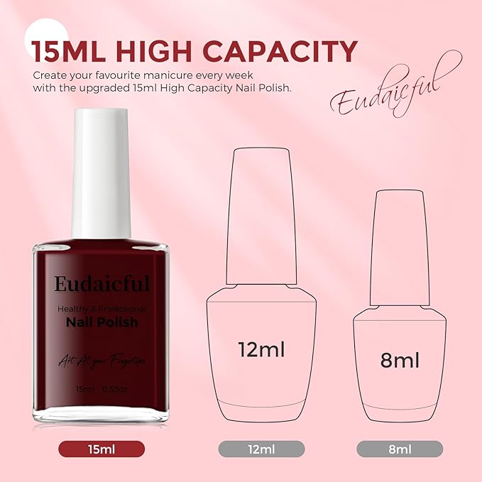 Cherry Red Nail Polish: Quick Dry Nail Polish Fingernail Polish for Women Non Gel Air Drying, Nail Lacquer for Nail Art Manicure Home DIY, 15ML