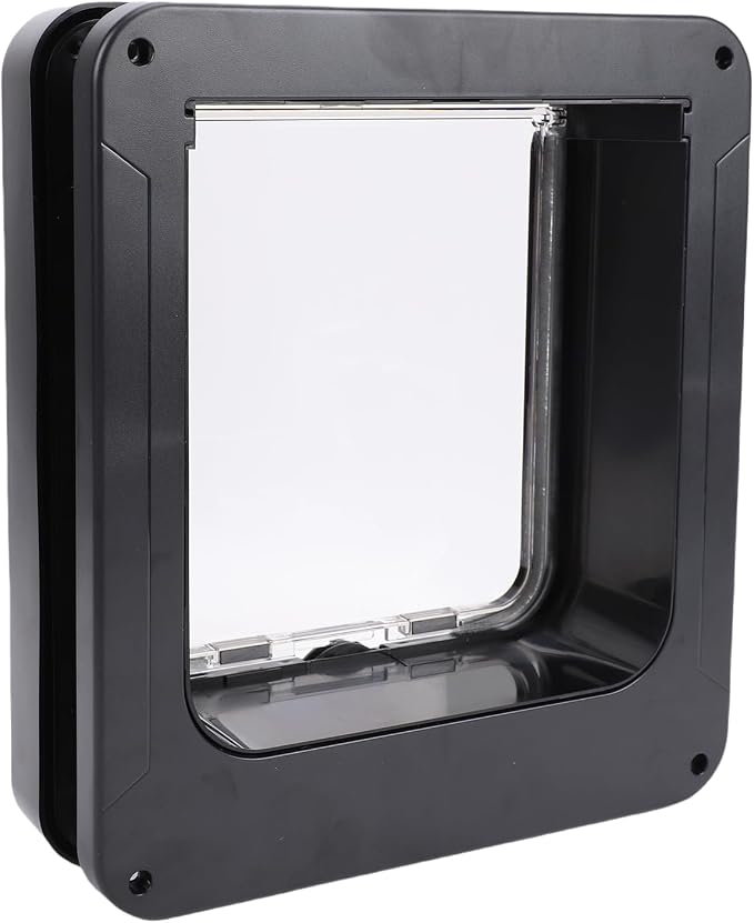 Jiawu Cat Door, Smart Sensing Collar Activated Pet Door with 4 Way Locking, Remote Control, 2 Magnetic Collars, and Easy to Clean Plastic, Electronic Cat for Interior and