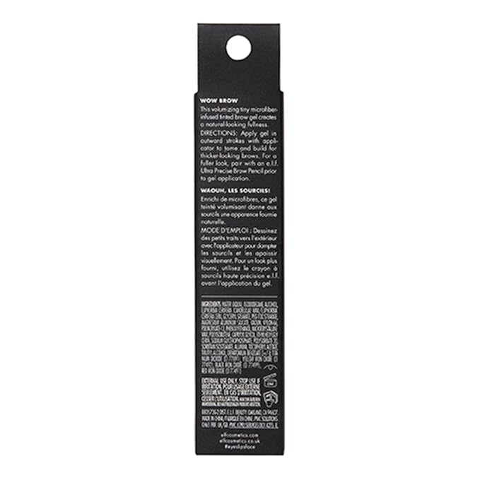 e.l.f., Wow Brow Gel, Volumizing, Buildable, Wax-Gel Hybrid, Creates Full, Voluminous-Looking Brows, Locks Brow Hairs In Place, Neutral Brown, Fiber-Infused, 0.12 Oz