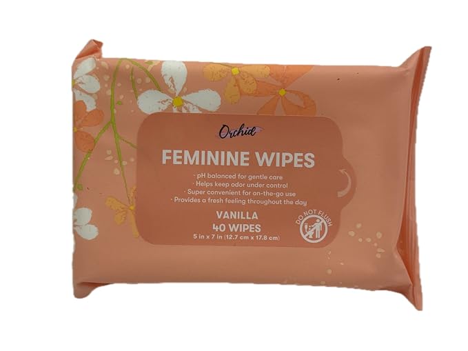 Feminine Wipes, 40 Wipes, 5 in x 7 in (Vanilla)