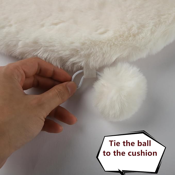 SHENGOCASE 2-Pack 18" Round Faux Rabbit Fur Cat Dog Bed Cushion Pad Mat, Cat Tree Tower Replacement Cushion Pad for Window Perch, Carrier House Cage Crate Kennel Furniture